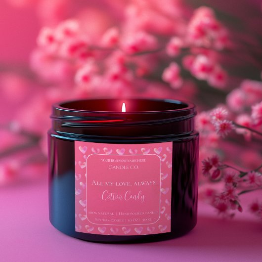 All My Love Valentine – Romantic Pink Candle Label