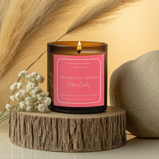 All My Love Valentine – Romantic Pink Candle Label