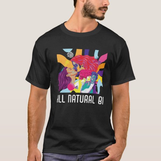 All Natural Bi Flag Bisexual Rainbow Pride Bisexua T-shirt (Voorkant)