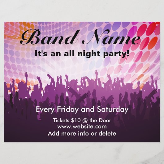 All Night PartyConcert Flyer (Voorkant)