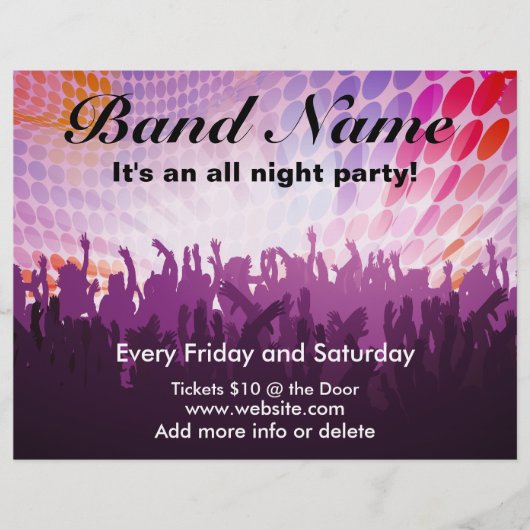 All Night PartyConcert Flyer (Voorkant)