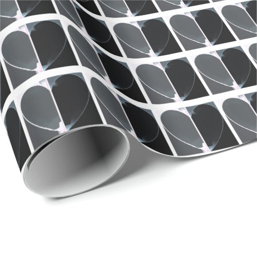 All Occasion Black and White Half Hearts Pattern Cadeaupapier (Rol Hoek)