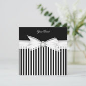 All Occasion Black Bow White Stripe Party (2) Kaart (Staand voorkant)