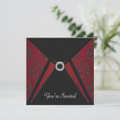 All Occasion Black Damask Red Invitation Sjabloon Kaart (Staand voorkant)