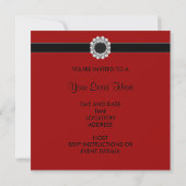 All Occasion Black Damask Red Invitation Sjabloon Kaart (Achterkant)