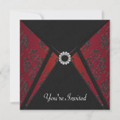 All Occasion Black Damask Red Invitation Sjabloon Kaart (Voorkant)