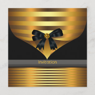 All Occasion Black Gold Party Invitation Sjabloon Kaart