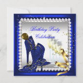 All Occasion Champagne Royal Blue Heels Gold Party Kaart (Voorkant)