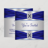 All Occasion Cobalt Blue Party Invitation Sjabloon Kaart (Voorkant / Achterkant)