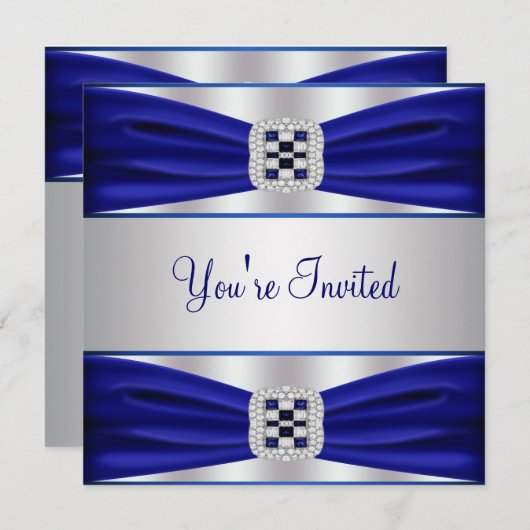 All Occasion Cobalt Blue Party Invitation Sjabloon Kaart (Voorkant / Achterkant)
