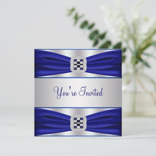 All Occasion Cobalt Blue Party Invitation Sjabloon Kaart (Staand voorkant)