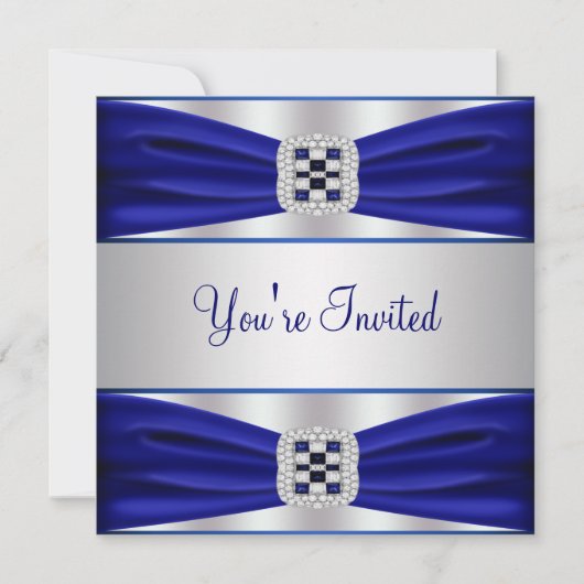 All Occasion Cobalt Blue Party Invitation Sjabloon Kaart (Voorkant)
