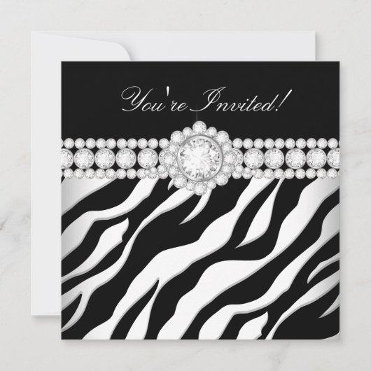 All Occasion Diamond Trim Black White Zebra Kaart (Voorkant)