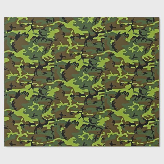 All-occasion green/black hunter camouflage cadeaupapier (Vlak)