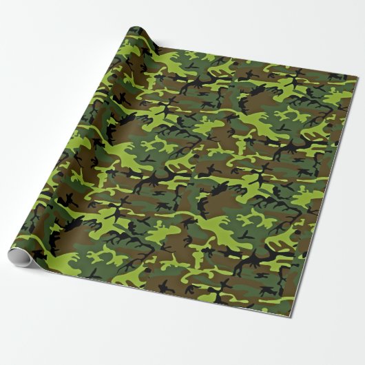 All-occasion green/black hunter camouflage cadeaupapier (Uitgerold)