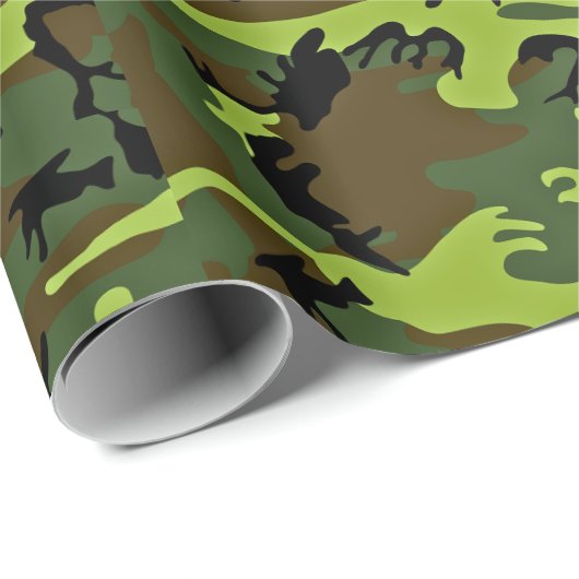 All-occasion green/black hunter camouflage cadeaupapier (Rol Hoek)