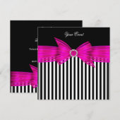 All Occasion Hot Pink Black White Stripe Party Kaart (Voorkant / Achterkant)