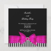 All Occasion Hot Pink Black White Stripe Party Kaart (Achterkant)