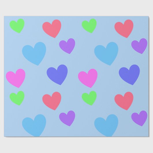 All-Occasion Kleurrijke Glijdende Harten op Baby B Cadeaupapier (Vlak)