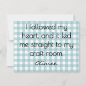 All-Occasion Name Blue and White Gingham Flat Notitiekaartje (Voorkant)