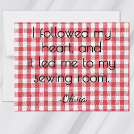 All-Occasion Name Red and White Gingham Flat Notitiekaartje