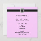 All Occasion Pink Black Damask Invitation Sjabloon Kaart (Achterkant)