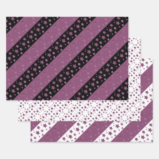 All Occasion Plum Star Print Cadeauverpakking Inpakpapier Vel (Set)