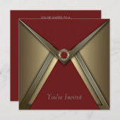 All Occasion Red Gold Invitation Sjabloon Kaart (Voorkant / Achterkant)