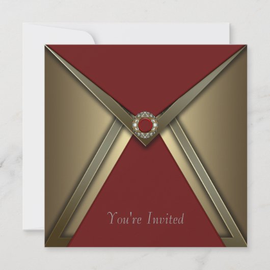 All Occasion Red Gold Invitation Sjabloon Kaart (Voorkant)