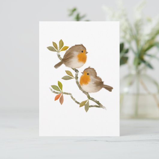 All Occasion Robin Birds Note Card Bedankkaart (Staand voorkant)
