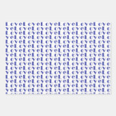 All-Occasion Royal Blue "LOVE" met hartpatroon Inpakpapier Vel (Voorkant 2)