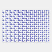 All-Occasion Royal Blue "LOVE" met hartpatroon Inpakpapier Vel (Voorkant)