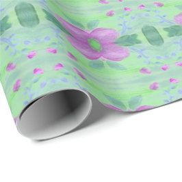 All Occasion Turquoise Inpakpapier met Paarse Bloe