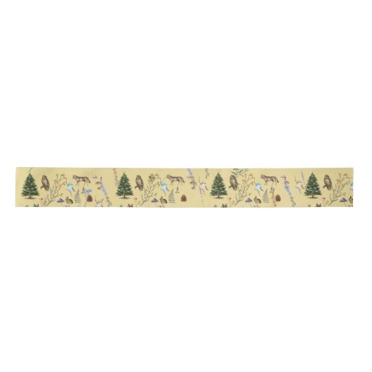 All Occasion Woodland Animals Plant Gold Satijnen Lint (Voorkant)