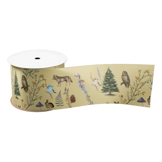 All Occasion Woodland Animals Plant Gold Satijnen Lint (Spoel)
