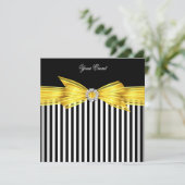 All Occasion Yellow Black White Stripe Party Kaart (Staand voorkant)