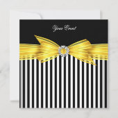 All Occasion Yellow Black White Stripe Party Kaart (Voorkant)