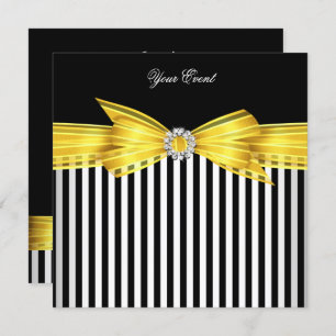All Occasion Yellow Black White Stripe Party Kaart