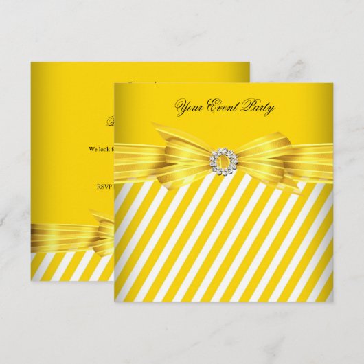 All Occasion Yellow White Stripe Event Party Kaart (Voorkant / Achterkant)