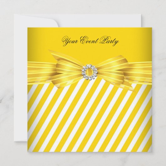 All Occasion Yellow White Stripe Event Party Kaart (Voorkant)
