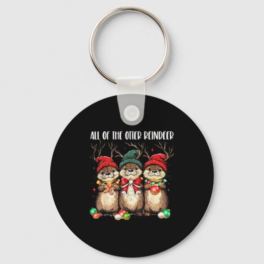 All Of The Otter Reindeer Christmas Otters Santa X Sleutelhanger (Voorkant)