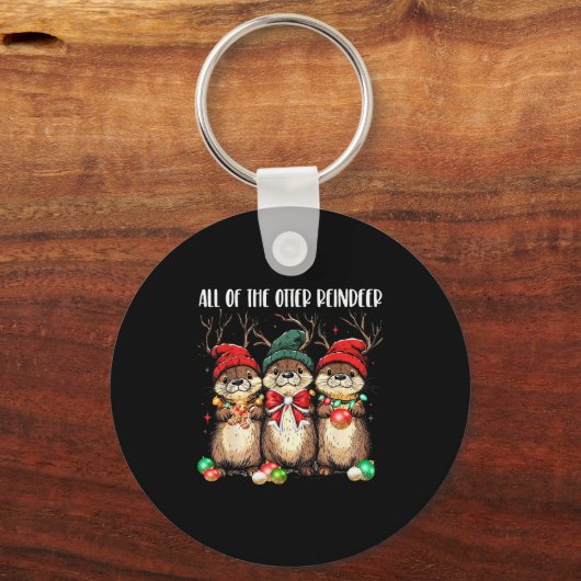 All Of The Otter Reindeer Christmas Otters Santa X Sleutelhanger (Voorkant)