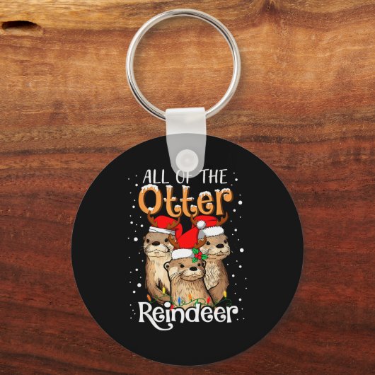 All Of The Otter Reindeer Christmas Otters Santa X Sleutelhanger (Voorkant)