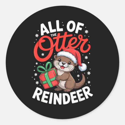 All Of The Otter Reindeer, Sea Otter Christmas Paj Ronde Sticker (Voorkant)