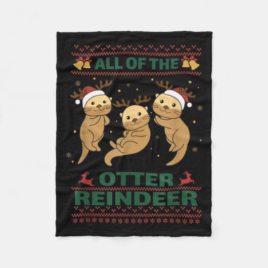 All Of The Otter Reindeer Sweet Christmas Otters  Fleece Deken (Voorkant)