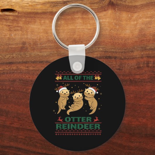 All Of The Otter Reindeer Sweet Christmas Otters  Sleutelhanger (Voorkant)