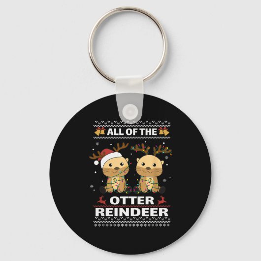 All Of The Otter Reindeer Sweet Christmas Otters  Sleutelhanger (Voorkant)