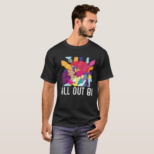 All Out Bi Flag Bisexual Rainbow Pride Bisexuality T-shirt (Voorkant volledig)