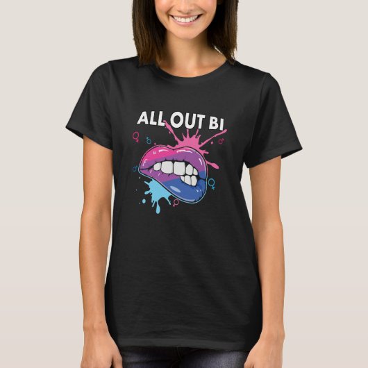 All Out Bi Flag Bisexual Rainbow Pride Bisexuality T-shirt (Voorkant)