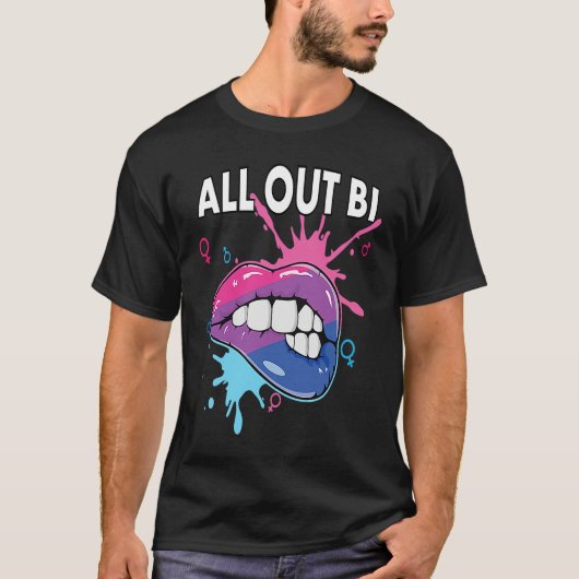 All Out Bi Flag Bisexual Rainbow Pride Bisexuality T-shirt (Voorkant)